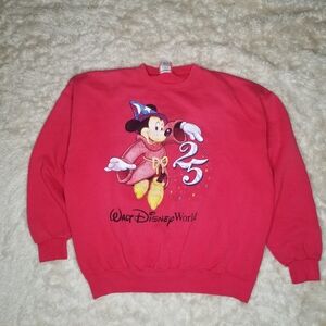 Vintage 90s Walt Disney World 25th Anniversary Sorcerer Mickey Sweatshirt XL
